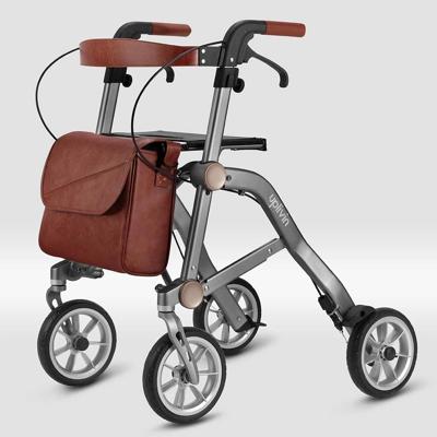 Rollator Trive (6,5 kg) | Uplivin | Grijs | Zeer compact | Zachte banden | Lichtgewicht rollator | Rugsteun en tas | UPRLT02TR