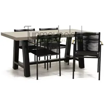 Tuinstoel jakarta zwart met Cento tafel 180 cm