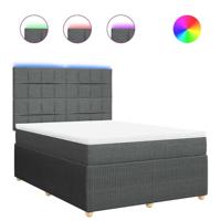 Boxspring met matras stof donkergrijs 140x190 cm - thumbnail
