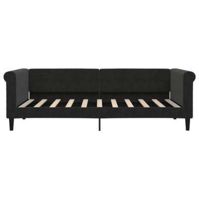 Slaapbank met onderschuifbed 90x190 cm fluweel zwart