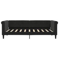 Slaapbank met onderschuifbed 90x190 cm fluweel zwart - thumbnail