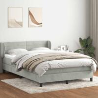 Boxspring met matras fluweel lichtgrijs 160x210 cm - thumbnail