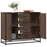 Dressoir 92x35x76 cm bewerkt hout bruin eikenkleurig - thumbnail