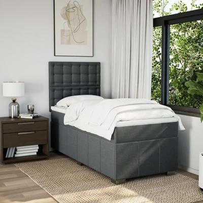 Boxspring met matras stof donkergrijs 120x200 cm - thumbnail
