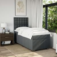 Boxspring met matras stof donkergrijs 90x190 cm - thumbnail