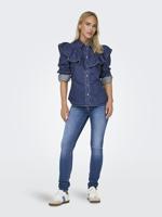 Only Onlindigo Ls Frill Dnm Shirt Qyt Noos Blouse Dark Blue Denim - thumbnail