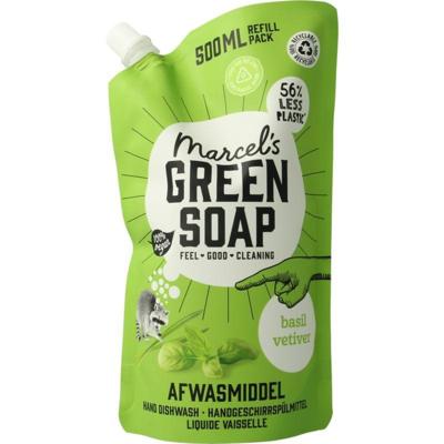 Marcel&apos;s Green Soap Refill - afwasmiddel - basilicum & vetiver - 500ml