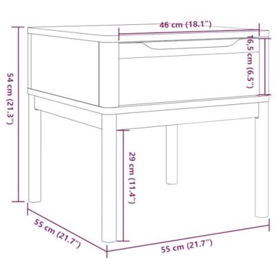 Lamptafel FLORO 55x55x54 cm massief grenenhout wit
