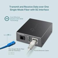 TP-LINK TL-FC311A-20 netwerk media converter 1000 Mbit/s 1550 nm Single-mode Zwart - thumbnail