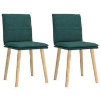 Eetkamerstoelen 2 st stof donkergroen - thumbnail