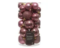 30 onbreekbare kerstballen mixkoker velours roze - thumbnail