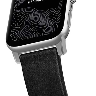 Nomad Modern leather band black / silver hardware (45-49mm) - Black Nomad Modern leather band black / silver hardware (45-49mm) - Black