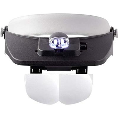 TOOLCRAFT TO-5137803 Hoofdbandloep Met LED-verlichting Vergrotingsfactor: 1.2 x, 1.8 x, 2.5 x, 3.5 x Lensgrootte: (l x b) 102 mm x 57 mm Zwart