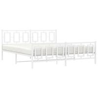 Bedframe met hoofd- en voeteneinde metaal wit 183x213 cm - thumbnail