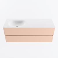 MONDIAZ VICA 130cm badmeubel onderkast Rosee 2 lades. Wastafel MOON links 1 kraangat, kleur Talc. - thumbnail