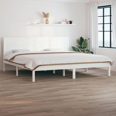 Bedframe zonder matras massief grenenhout wit 200x200 cm