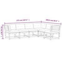 6-delige Loungeset met kussens massief grenenhout wasbruin - thumbnail