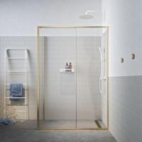 Schuifdeur Sealskin Contour met Zijwand 140x90x200 cm, 6 mm Helder Veiligheidsglas met Antikalklaag Goud Geborsteld - thumbnail