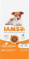 Iams for Vitality Puppy Small & Medium met kip hondenvoer 2 x 12 kg - thumbnail