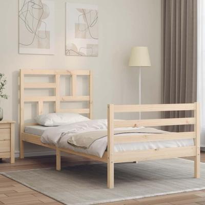 Bedframe met hoofdbord massief hout