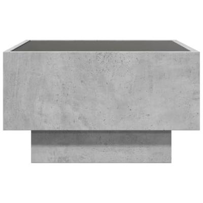 Salontafel met LED 50x50x30 cm bewerkt hout betongrijs