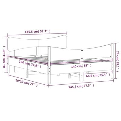 Bed met matras massief grenenhout wasbruin 140x190 cm