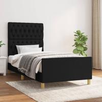 Bedframe zonder matras 90x190 cm stof zwart - thumbnail