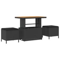 Tuinbankenset 10 pcs Zwart poly rattan - thumbnail