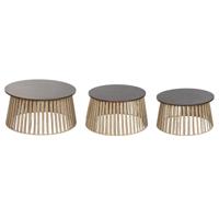 Set van 3 tafels Home ESPRIT Bruin 66 X 66 X 34 CM (3 Stuks) - thumbnail