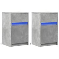 Nachtkastjes met LED-verlichting 2 st bewerkt hout betongrijs - thumbnail