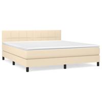 Boxspring met matras stof crèmekleurig 160x200 cm - thumbnail