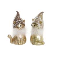 Kerstversiering DKD Home Decor Hars Kat (9 x 6 x 15 cm) (2 Stuks) - thumbnail