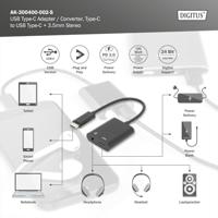 Digitus Audio Adapterkabel [1x USB-C stekker - 2x USB-C bus, Jackplug female 3,5 mm] AK-300400-002-S 20.00 cm Afgeschermd, Afgeschermd (dubbel) - thumbnail