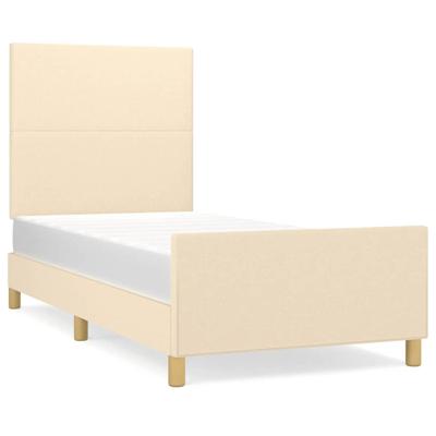 Bedframe zonder matras 90x190 cm stof crèmekleurig