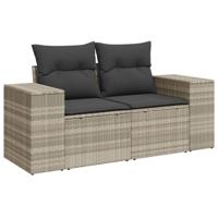 9-delige Loungeset met kussens poly rattan lichtgrijs - thumbnail