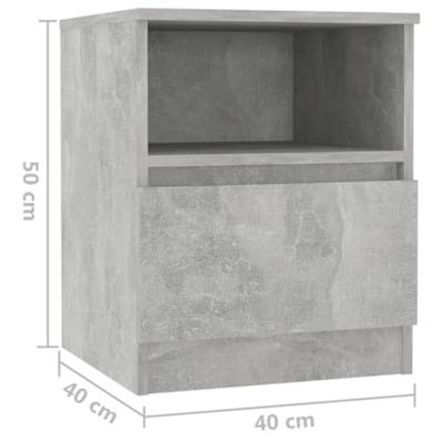 VidaXL Nachtkastje 40x40x50 cm bewerkt hout betongrijs VidaXL Nachtkastje 40x40x50 cm bewerkt hout betongrijs