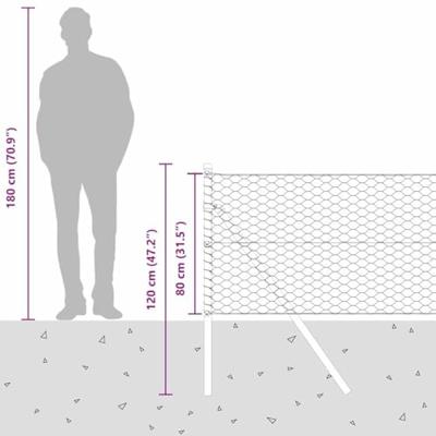 VidaXL Afrasteringspaal zilver 10 x 0,8 m (36 mm gaas) staal VidaXL Afrasteringspaal zilver 10 x 0,8 m (36 mm gaas) staal