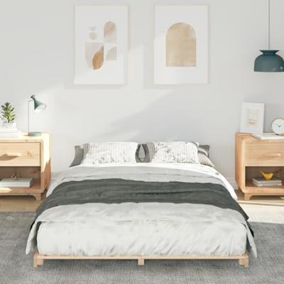 Bedframe Bruin 135 x 190 cm Massief grenenhout