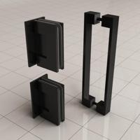 Scharnierset En Greep tbv Profielloze Nisdeur BWS Miley Mat Zwart - thumbnail