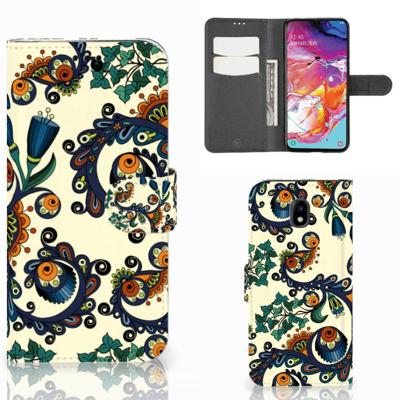 Wallet Case Samsung Galaxy A70 Barok Flower Wallet Case Samsung Galaxy A70 Barok Flower