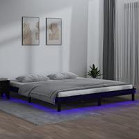 Bedframe LED massief hout zwart 120x190 cm - thumbnail