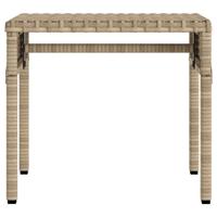 Ligbedden 2 st met luifels en tafel poly rattan beige - thumbnail