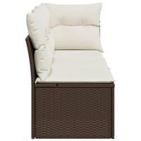 Tuinbank 3-zits met kussens poly rattan bruin - thumbnail