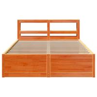Bedframe met hoofdbord massief grenenhout wasbruin 150x200 cm - thumbnail