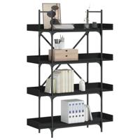 Boekenkast 4-laags 100x33x145,5 cm bewerkt hout zwart - thumbnail