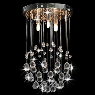 VidaXL Plafondlamp met kristallen kralen rond 3xg9 zilverkleurig