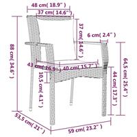 Tuinstoelen 2 st met kussens poly rattan grijs - thumbnail