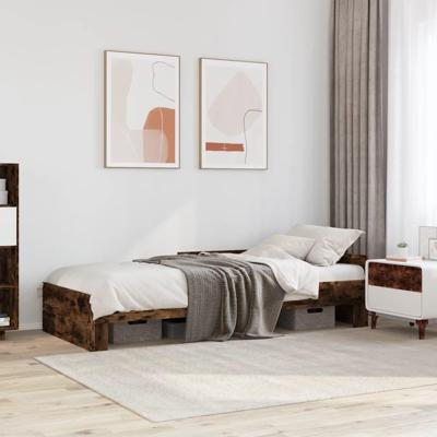 Bedframe bewerkt hout gerookt eikenkleurig 75x190 cm