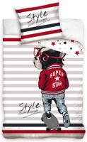 BedLex Dekbedovertrek Skating dog - 140 x 200 cm - Katoen - 70 x 90 cm - thumbnail