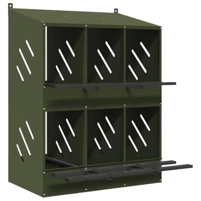 Kippennestkastje met 6 vakken olijfgroen metaal Kippennestkastje met 6 vakken olijfgroen metaal